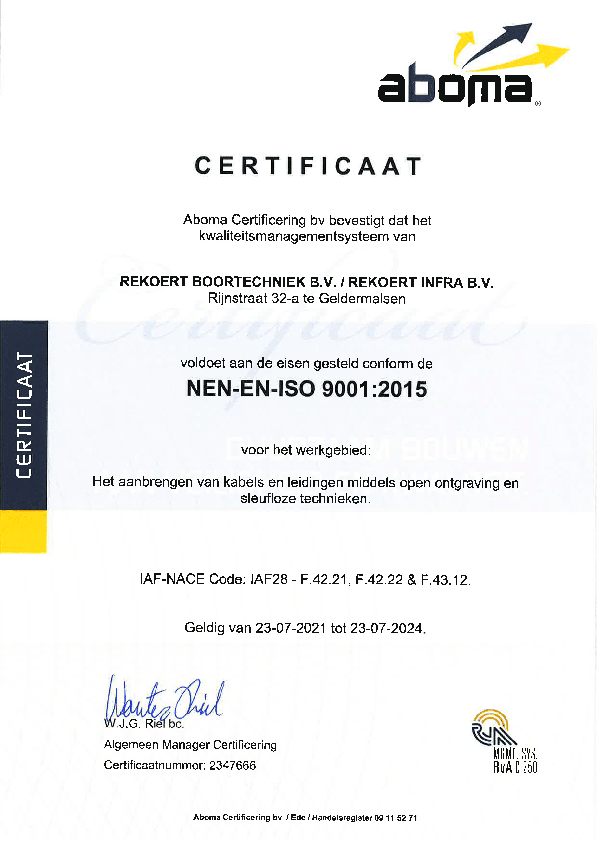 ISO9001 certificaat geldig tot 23-07-2024